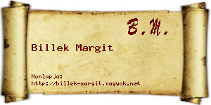 Billek Margit névjegykártya